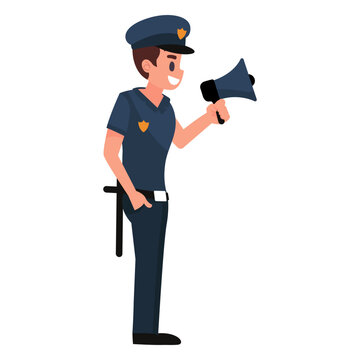 Policeman megaphone illustration
