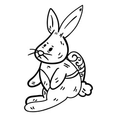 Obraz premium Hand drawn easter bunny bringing an egg design