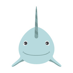 Narwhal flipper tusk head flat sticker © Vexels