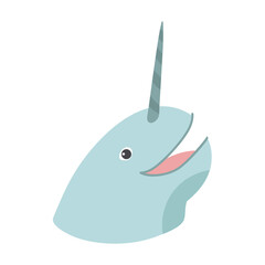 Narwhal smile tusk head flat sticker © Vexels