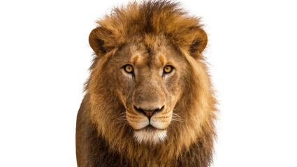 Isolated majestic male lion with a powerful golden stare, headshot portrait © Sorin