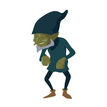Elf bearded man beard hat illustration