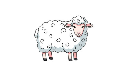 Adorable cartoon sheep with fluffy curly wool isolated on white background. © Ikaiku