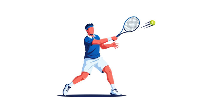 Vector illustration of tennis player hitting a forehand shot