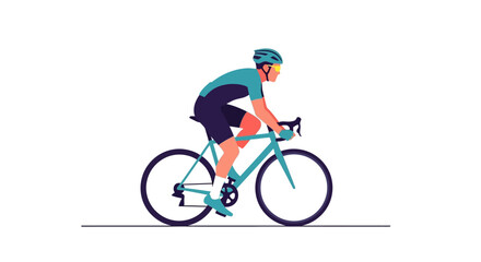 Fototapeta premium Cyclist riding road bike in minimalist vector illustration