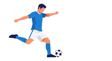 Obraz premium Vector illustration of soccer player kicking a ball in action pose