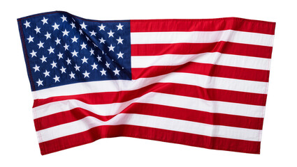 Obraz premium Isolated waving American flag with bright red, white, and blue colors, symbol of freedom