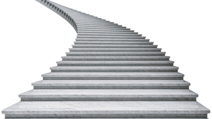 Fototapeta premium Isolated elegant curving marble staircase ascending upwards in a contemporary architectural design