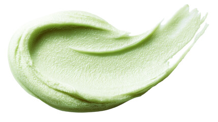 PNG Green cosmetic cream swatch showing texture, isolated aloe vera lotion smear for natural skincare promotion