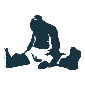 Troll giant sitting foot detailed silhouette