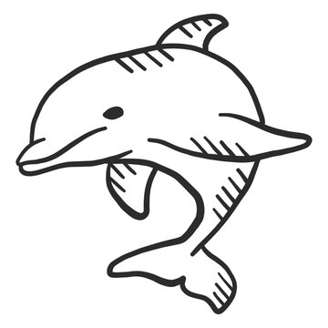 Dolphin flipper tail swimming doodle
