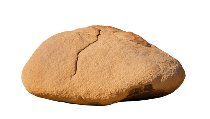 Isolated natural sandstone boulder with rough texture and earthy tones for design elements © Sorin