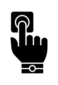 Vector icon of a hand pressing a button