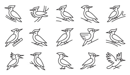 Obraz premium Decorative bird line drawings collection in modern minimal style for branding use