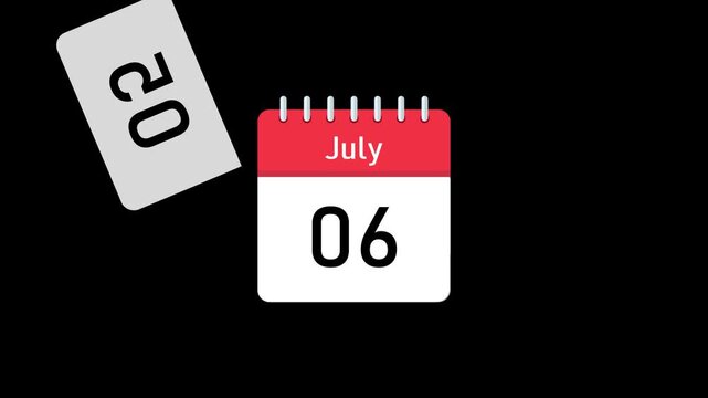 july scheduling animation with animated calendar pages and smooth chronological transition effect. realistic july calendar motion graphics with flipping pages and seamless time flow visualization. 