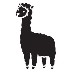 Obraz premium Cute llama standing profile silhouette