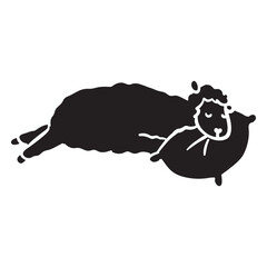 Obraz premium Cute llama sleeping silhouette