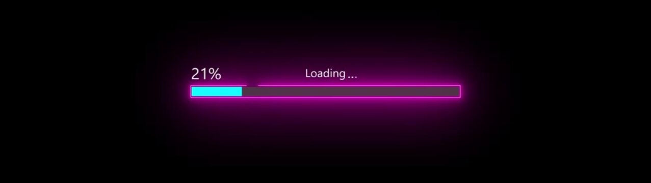 33% complete loading icon animation background. Neon Loading bar sign 33 percent animation.4k animation video