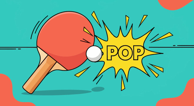 Dynamic Ping Pong Serve Action With Pop Sound Effect Illustration