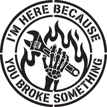 Broke something mechanic wrench fix graphic typography vector illustration print design modern style art silhouette