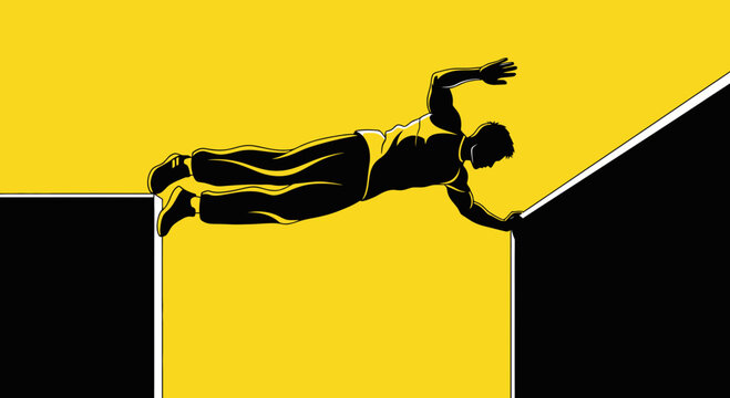 Dynamic Parkour Athlete Mid-Jump Traversal