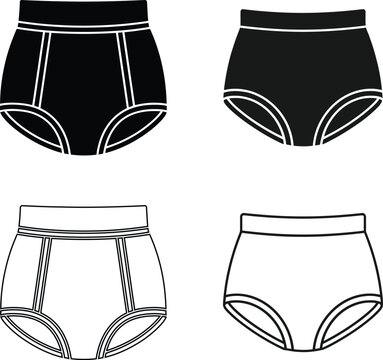 Comparison of four different styles of women's underwear designs in black and white