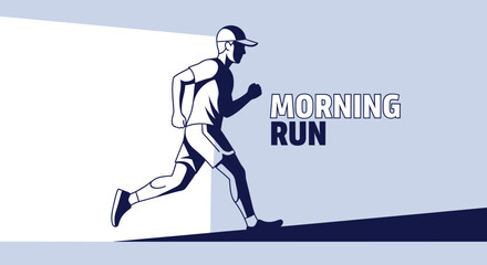 Fototapeta premium Dynamic Runner Silhouette Inspiring Morning Jogging And Fitness