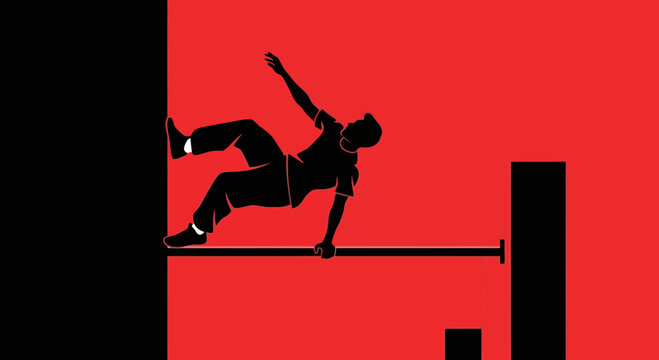 Dynamic Silhouette Of A Parkour Athlete Performing A Move On Red Background