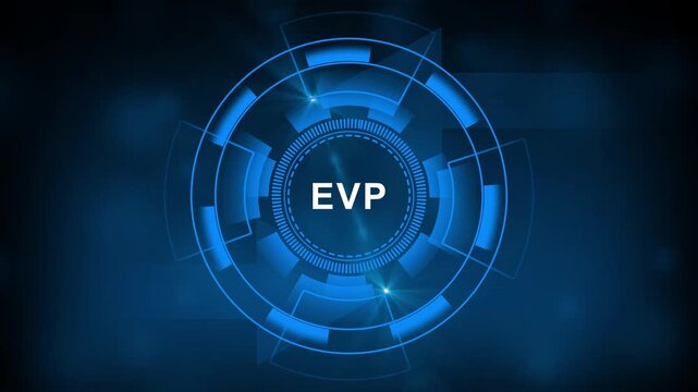 EVP concept with interconnected hexagonal nodes and business icons on a dark background employee value proposition.4k video