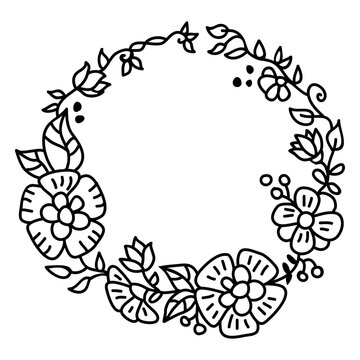 Floral decoration leafy wreath vinyl