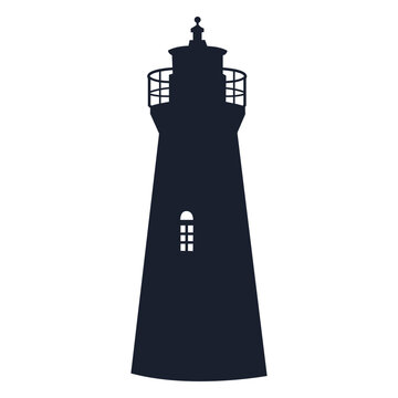 Round tower lighthouse silhouette
