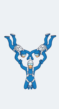 Dynamic Skydiving Team Formation Mid Air Aerobatic Maneuver