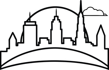 Naklejka premium a skyline sunset silhouette outline vector white