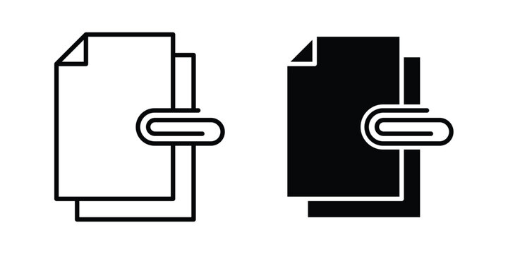 Attach document icon on white background. linear pictogram. Flat symbols