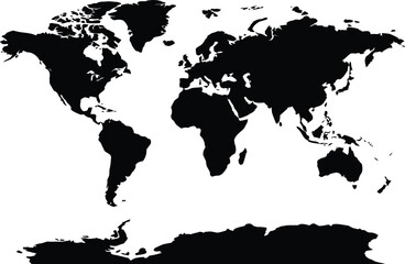 Obraz premium Black silhouette of a world map on a white background