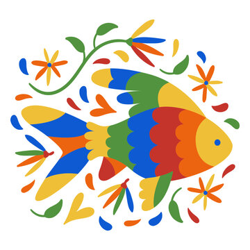 Day of the dead colorful fish flat