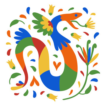 Day of the dead colorful snake flat