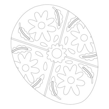 Easter egg with flowers line art
