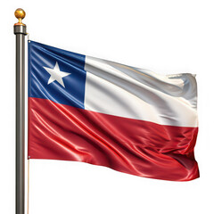 Fototapeta premium Chilean flag waving on a pole isolated on transparent background, isolated on white background