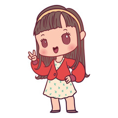 Fototapeta premium Kawaii girl greeting