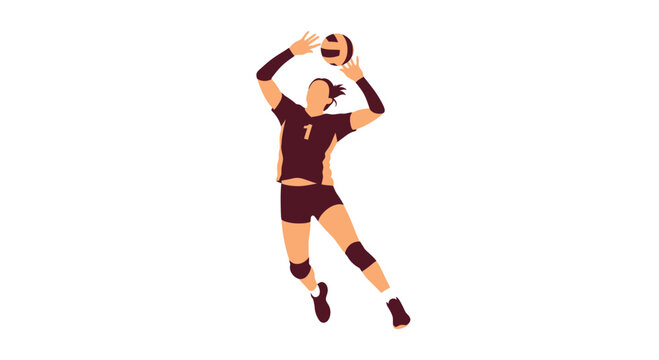 Dynamic Volleyball Player Serving The Ball Athletic Action Isolated Illustration
