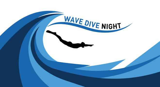 Dynamic Wave Diving Night Event Graphic Splash