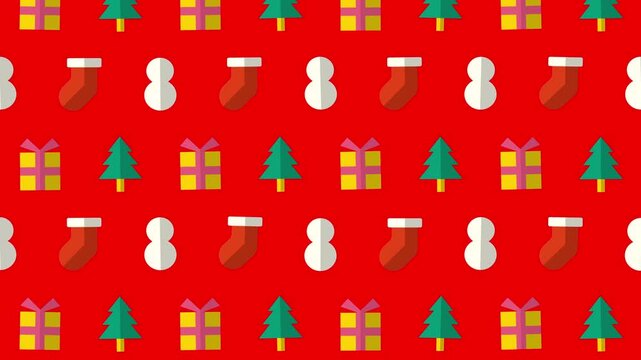 クリスマスモチーフのフラットデザインループアニメーション背景