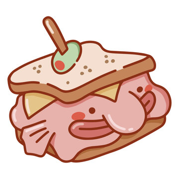 Sandwich with a blobfish sticking out of it