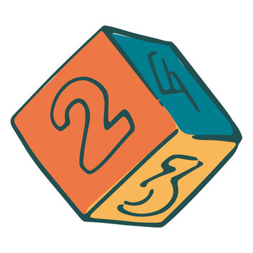 Blue and orange cube with the number 2 on it