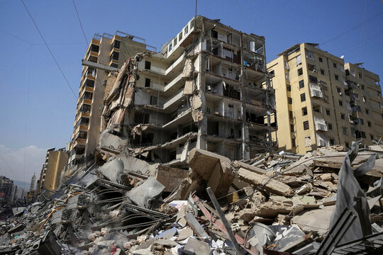 Damaged Building After Reported Israeli Strikes in Beirut Southern Suburbs