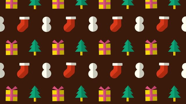 クリスマスモチーフのフラットデザインループアニメーション背景