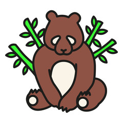 Fototapeta premium Bear panda animal color stroke