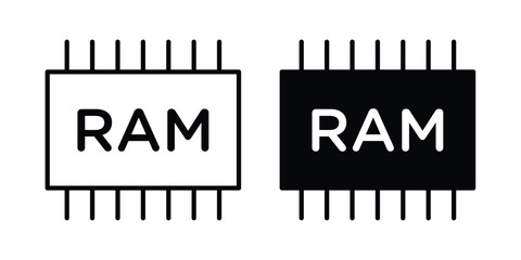 Fototapeta premium Ram memory icon on white background. linear pictogram. Flat symbols
