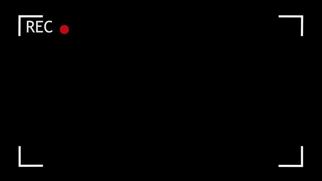 CCTV recording interface overlay with timer, icons on a pure black background. surveillance camera footage, security system visuals, or digital monitoring effects.4k video animation.